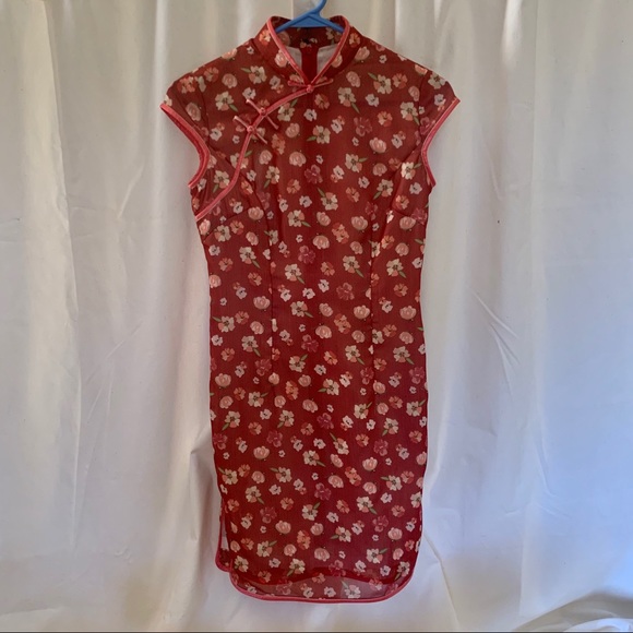 Red Floral Qipao Cheongsam - Picture 3 of 4